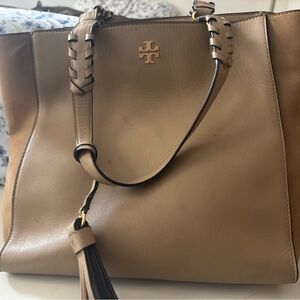 Tory Burch Tan Leather Tote with Braided Handle